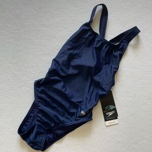 NWT Speedo Navy One Piece competitive Swimsuit